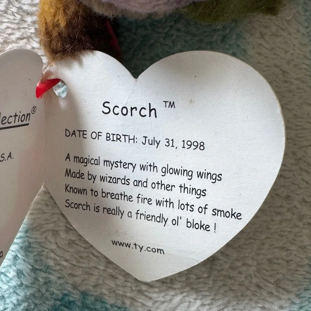 Ty Beanie Baby Scorch the Dragon 1998 Multicolor Iridescent Wings Plush 4210